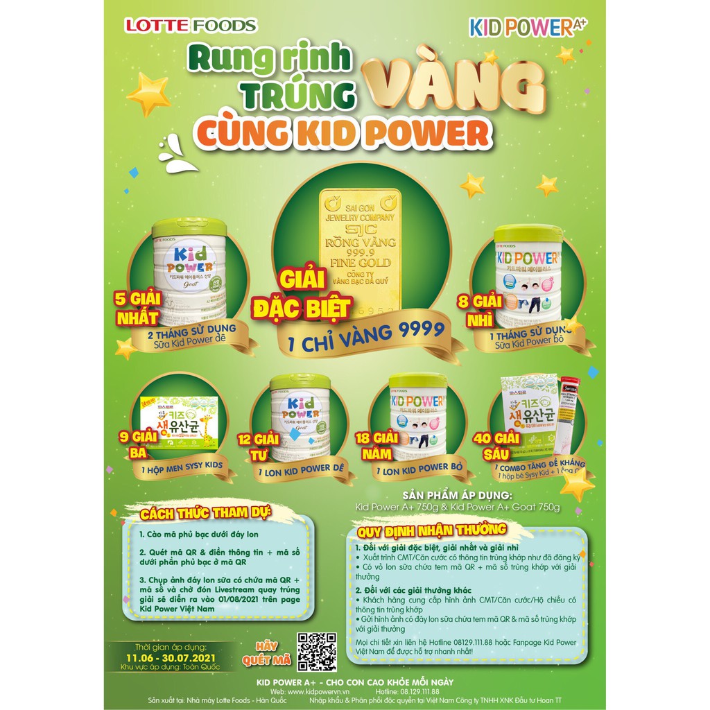 Sữa Lotte Kid thay thế Kid Power A+ Nội Địa Hàn 760g [Date 2024]