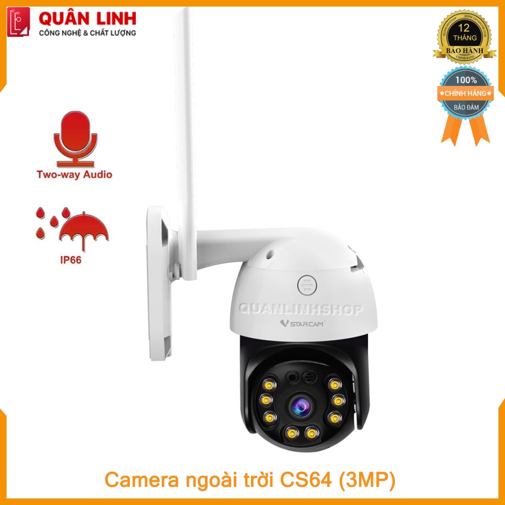 Camera ngoài trời Vstarcam CS64 Full HD 1296P (3MP), tích hợp AI, bảo hành 12 tháng