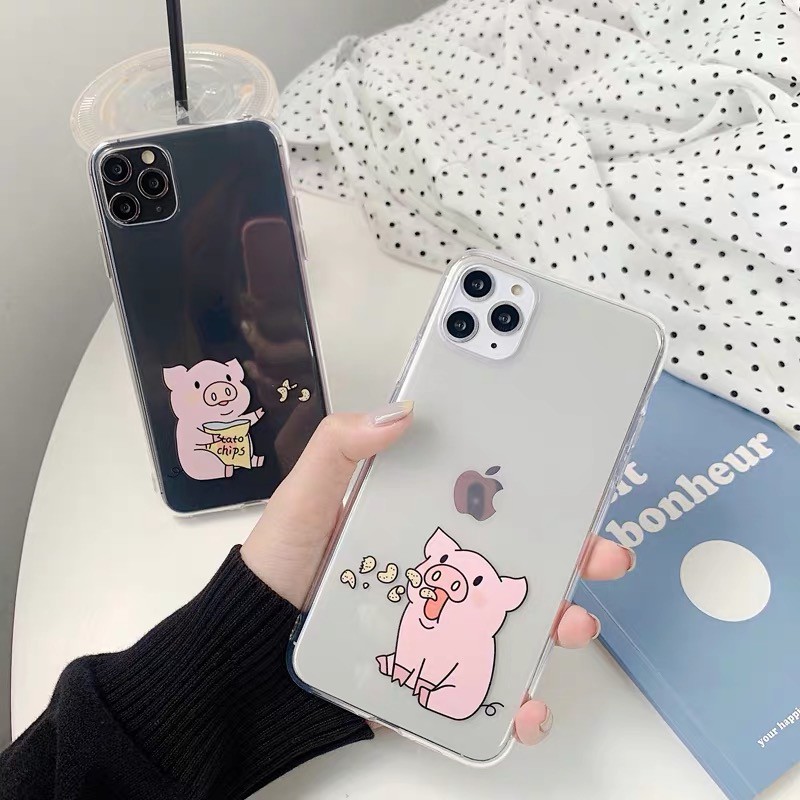 Ốp lưng iphone trong hai chú heo hồng 6/6s/6plus,7/8plus,X/Xs/Xr/Xs max/11/11Pro/11Promax/13/12/pro/promax AVG401