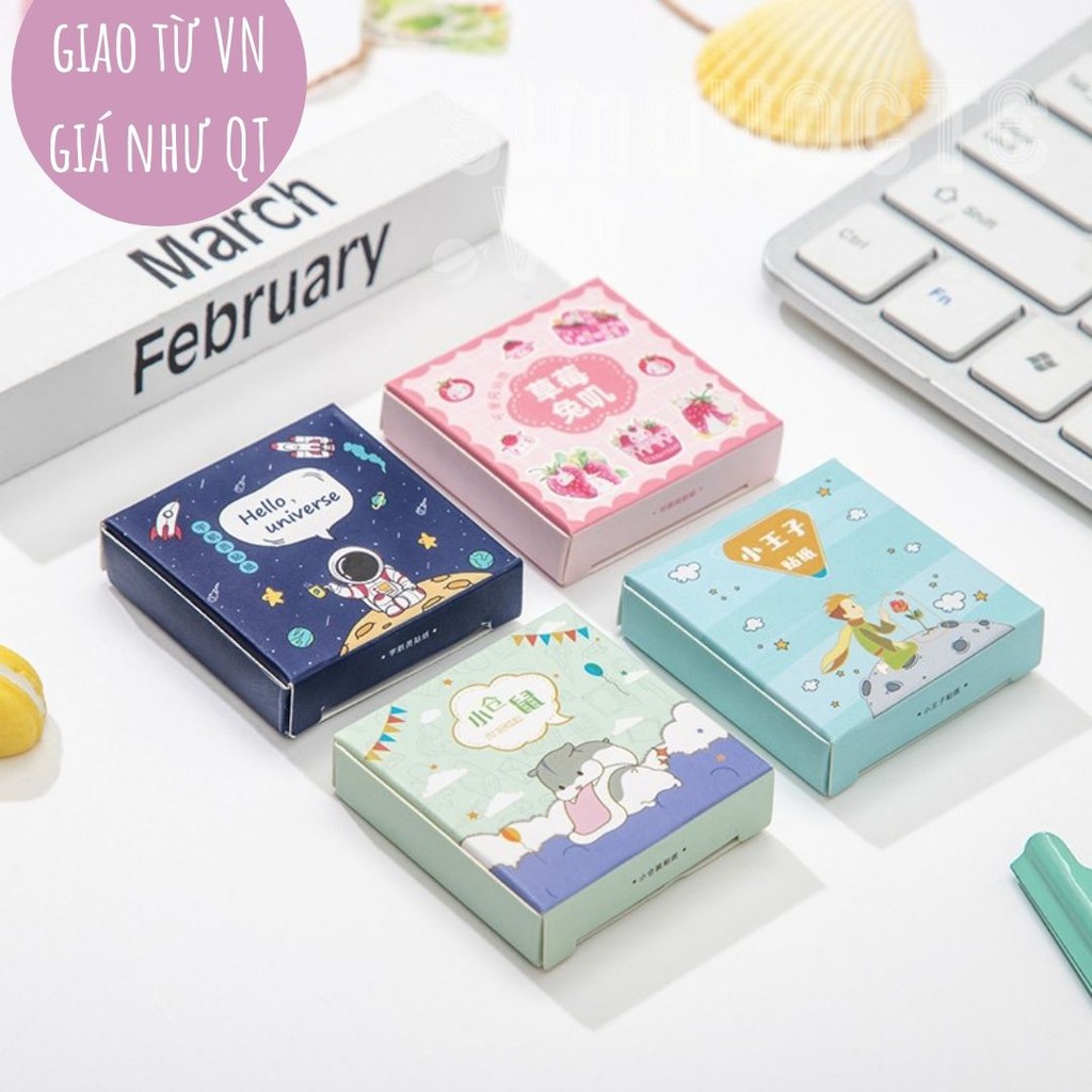 Hộp 45 nhãn dán hoạt hình đáng yêu dùng trang trí sổ tay DIY Box Sticker ST96