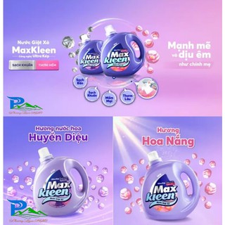 Nước giặt xả MaxKleen Ultra kép sạch khuẩn thơm mềm hương hoa nắng, huyền diệu, vườn hoa sớm mai can 2.4 kg