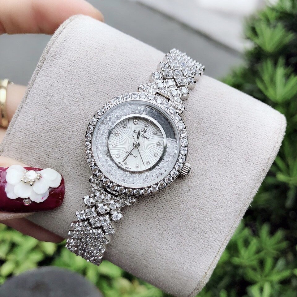 Đồng Hồ Nữ Royal Crown 2606 Bạc Phiên Bản Đá Chảy 28mm