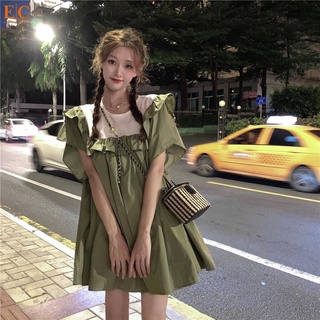Oriental camel 2022 new style College Style Female design sense small loose Western style young doll short sleeve skirt