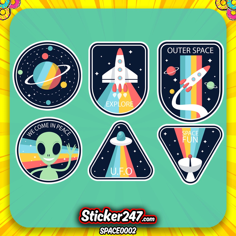 𝗦𝘁𝗶𝗰𝗸𝗲𝗿 dán trang trí không gian vũ trụ | SPACE0002 | Sticker 247