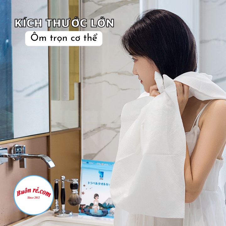 Set 3 Khăn Tắm, Khăn Mặt KHÔ Du Lịch Nhỏ Gọn - Túi khăn tắm, khăn mặt khô dùng một lần tiện lợi Br 01615