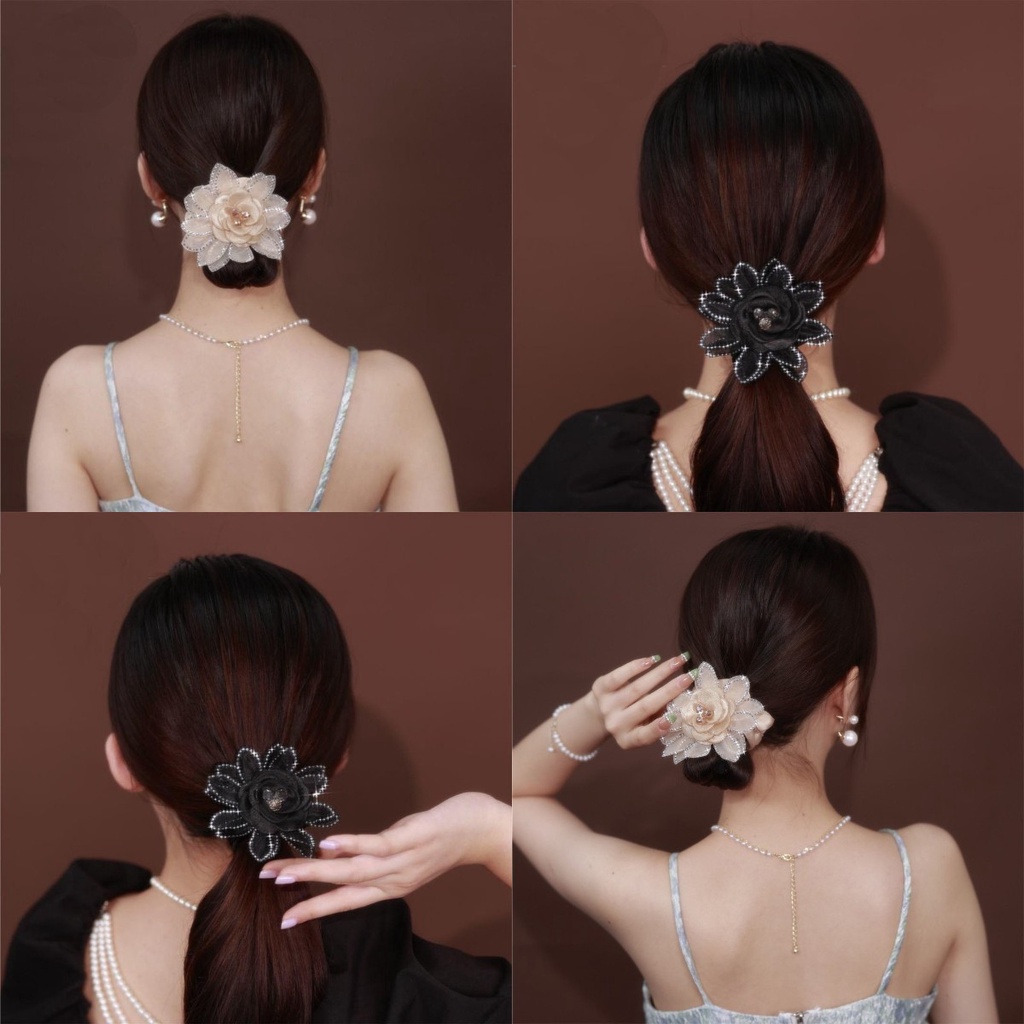 Dây Cột Tóc Đính Hoa Vải Thời Trang Mùa Hè Hàn Quốc Cho Bé Gái