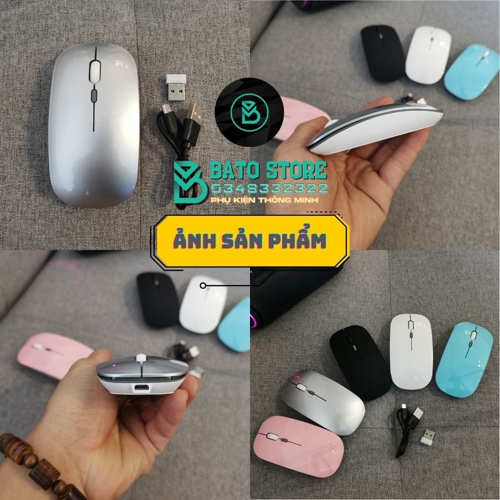 Chuột không dây tự sạc M1 Cao Cấp (Wireless/Bluetooth Mouse Re-chargeable) chuyên dùng cho Máy tính, Laptop, Phone, Tivi