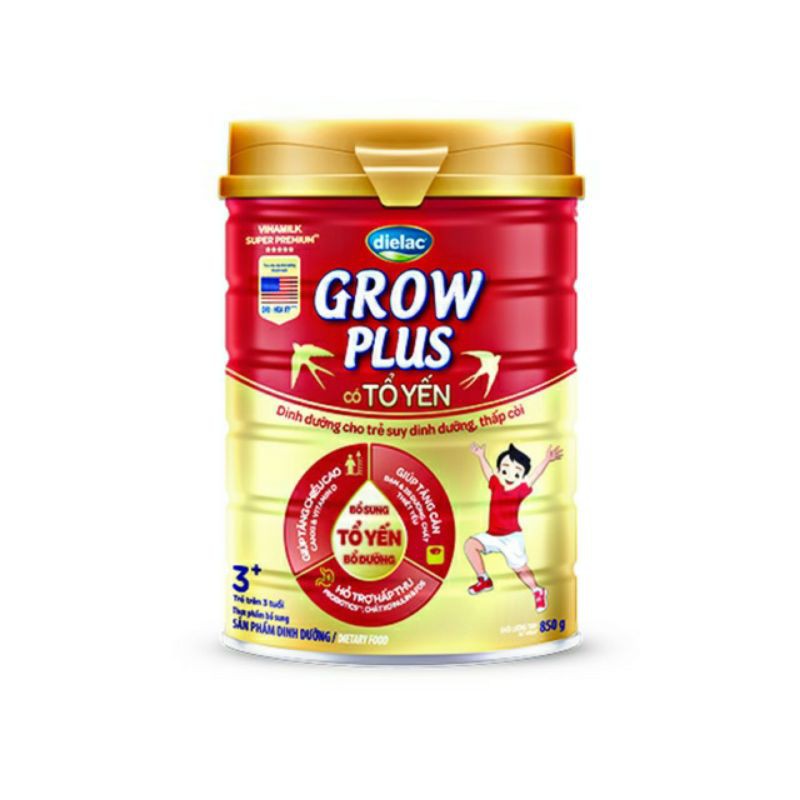 SỮA BỘT DIELAC GROW PLUS TỔ YẾN LON 850g