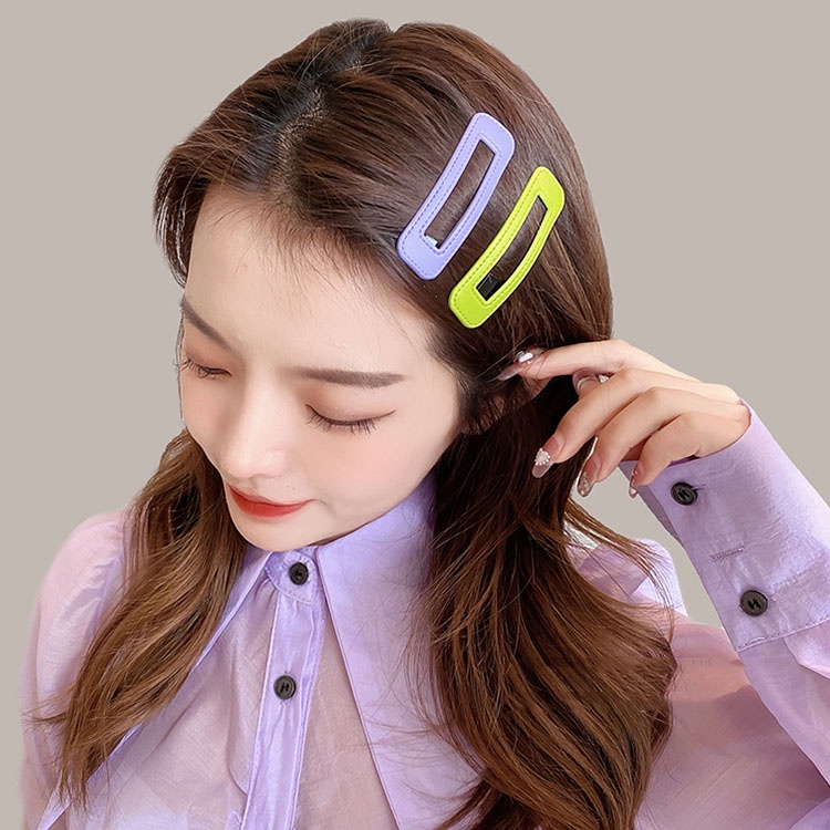 Set Kẹp Tóc Vuông Bằng Da Cao Cấp Thời Trang