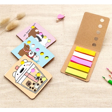 Sổ note 5 màu bare bear N5I4 cute molang pusheen gấu brown tonton khủng long hoàng đế mèo capoo