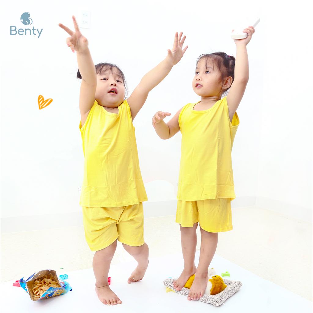 Bộ ba lỗ màu trơn basic BENTY cotton mềm mịn thấm hút mồ hôi, quần áo cho bé trai, bé gái