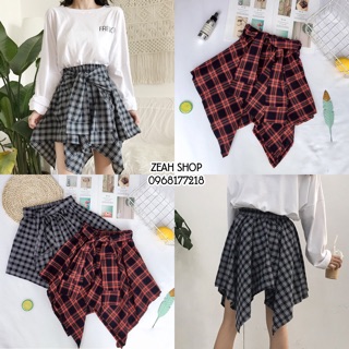 Chân váy giả áo sơ mi + Áo dài tay ulzzang