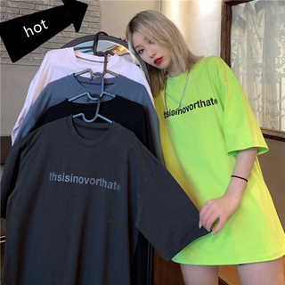 Áo Thun Tay Ngắn Dáng Rộng Màu Xanh Dạ Quang Thời Trang Cá Tính