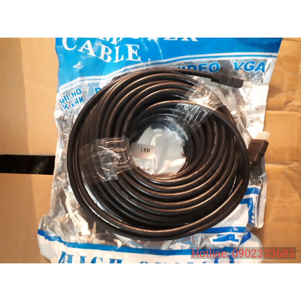 Cáp hdmi 18m full hd | dây hdmi 18m tròn đen