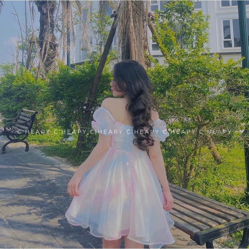 Đầm babydoll Rainbow công chúa 💓CHEAPY STORE 💓 FREESHIP💓 mặc dự tiệc, sinh nhật, kỉ yếu