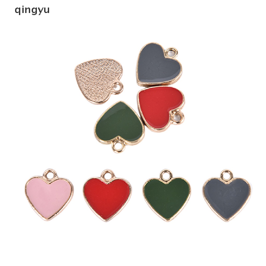 Set 10 Mặt Dây Chuyền Tráng Men Hình Trái Tim Làm Trang Sức Thủ Công