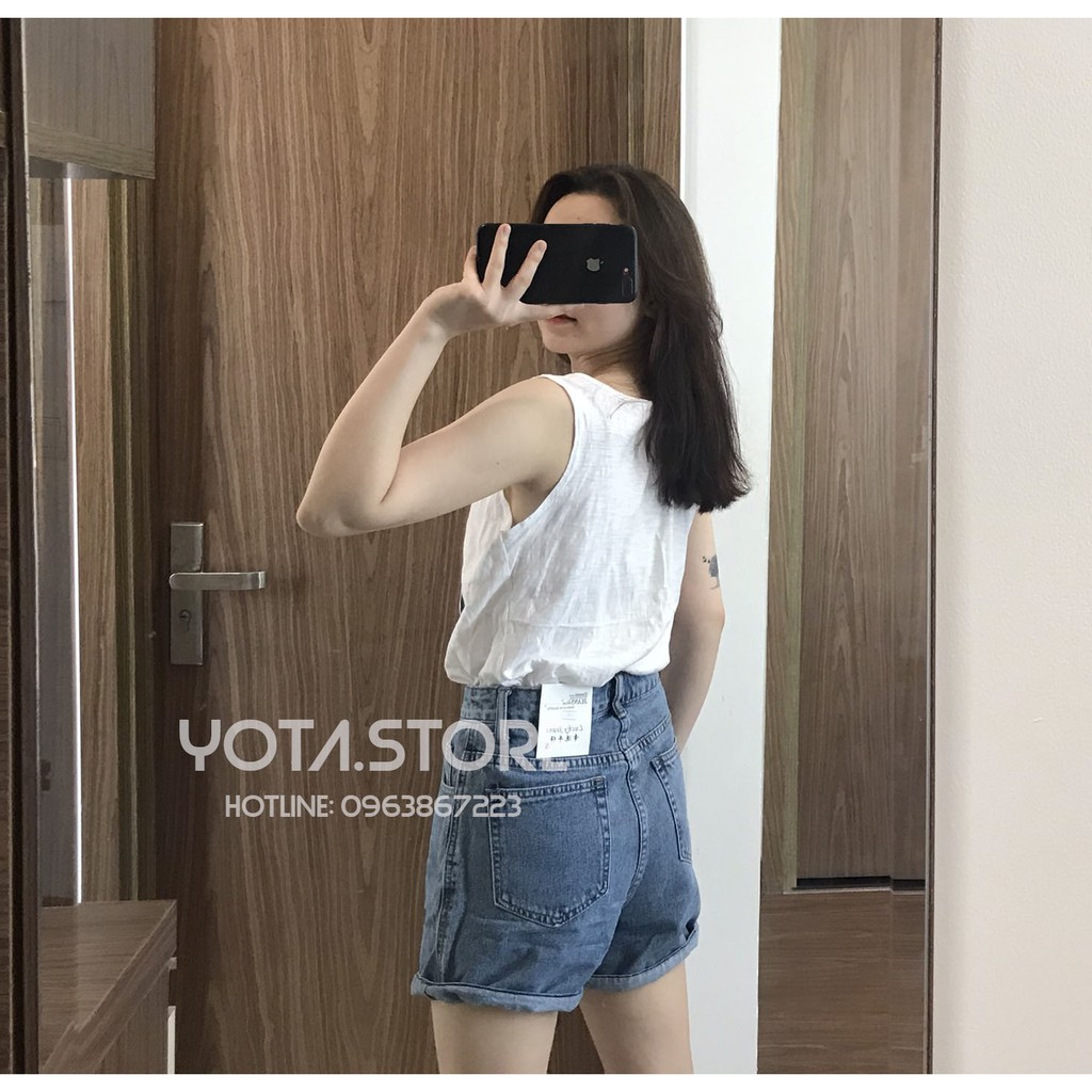 Quần short jeans trơn