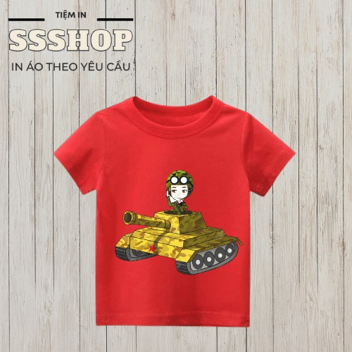Áo thun bé trai và bé gái in hình hoạt hình Xe Tăng, chất liệu cotton thoáng mát, hình in PET rất đẹp SSSHOP 02