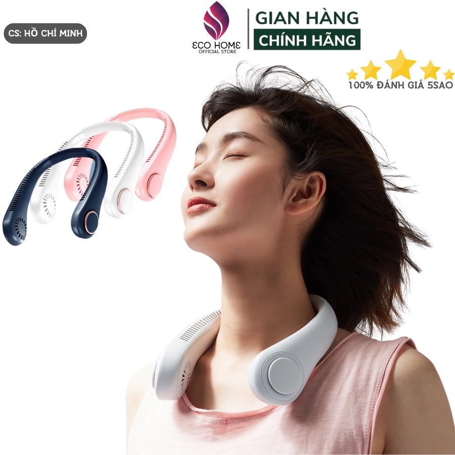 Quạt đeo cổ mini không cánh, 3 cấp độ gió, sạc pin dung lượng 4000mAh, gió đa chiều, bảo hành 24 tháng