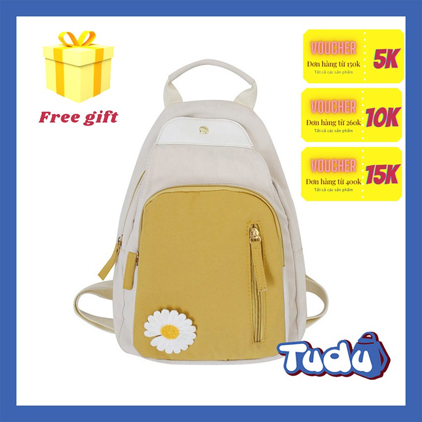 Balo Mini, Ba Lô Nữ Kết Hợp Túi Đeo Chéo Thời Trang Phong Cách Hàn Quốc Mẫu Hoa Cúc Nhỏ Gọn CN163