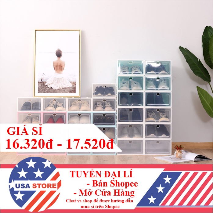 Hộp Đựng Giày Dép Nắp Nhựa Tắm Lớn S8 Chắc Chắn ( Chọn Màu) - Tủ Giầy Cứng Cáp Trong Suốt Có Nắp