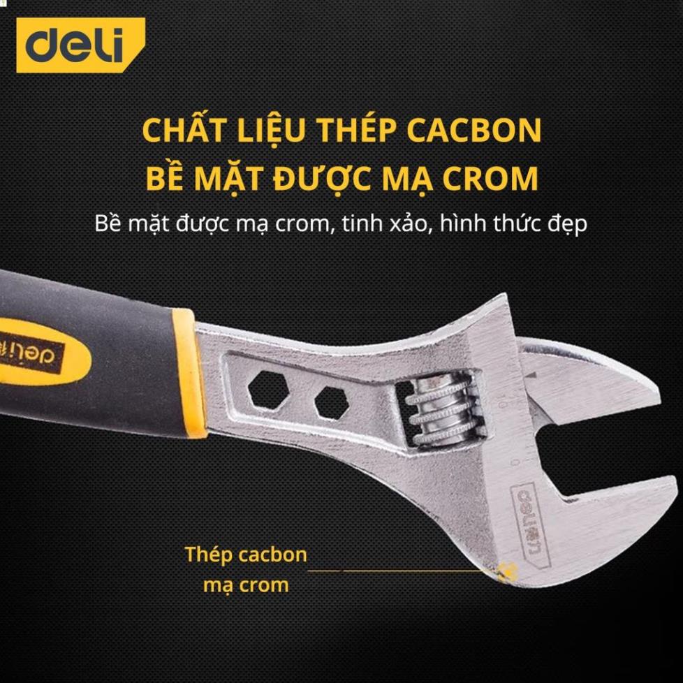 Mỏ Lết Đa Năng Deli Chính Hãng 8-10-12 Inch - Tay Cầm Nhựa Chắc Chắn - Chất Liệu Siêu Bền, Chống Ăn Mòn - DL30108 .