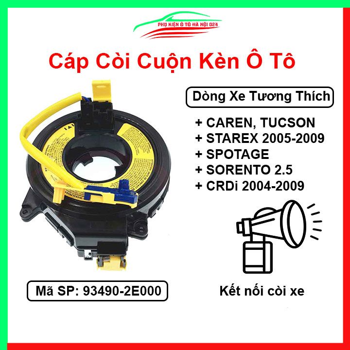 Cáp còi cho xe CAREN, TUCSON, STAREX 2005-2009, SPOTAGE, SORENTO 2.5 CRDi 2004-2009 Mã 93490-2E000,3C100