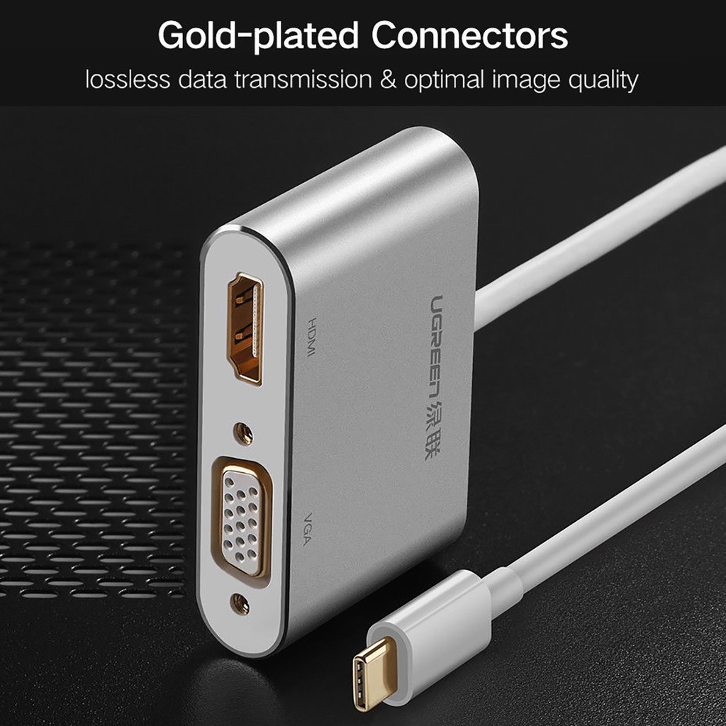 Cáp USB Type-C ra HDMI &amp; VGA Cao Cấp UGREEN CM162