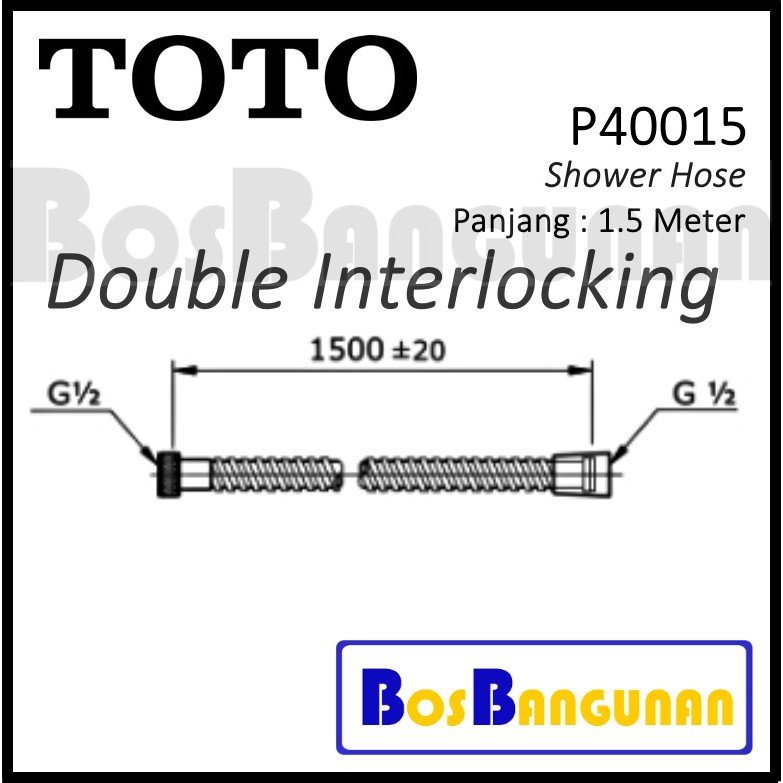 Dây Vòi Hoa Sen Toto P40015 (1.5m) / Toto Chính Hãng