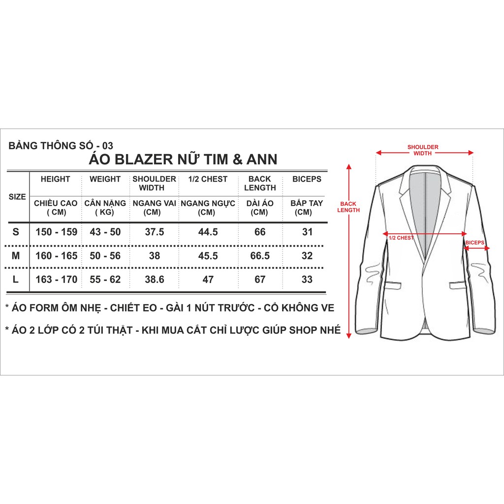 Áo Blazer Nữ 2 Lớp Màu Kem Gài Nút 0304SM  - Thời Trang Nữ Tim & Ann | BigBuy360 - bigbuy360.vn