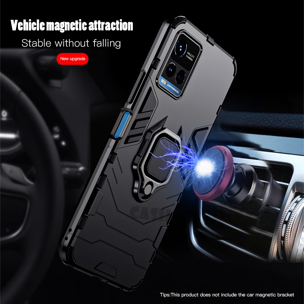 Ốp điện thoại kiểu giáp chống sốc kèm giá đỡ nhẫn cho Vivo V23 Y21 Y21S Y33S Y 21 33 S VivoY21 VivoY21s VivoY33s