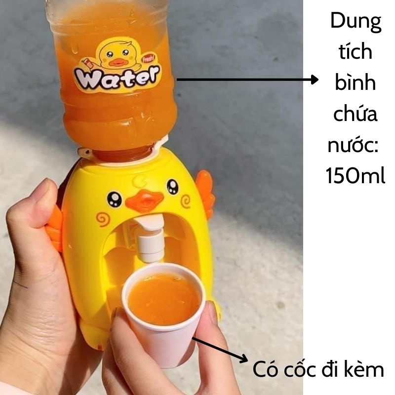 Máy rót nước mini tự động siêu độc đáo hình chú vịt vàng an toàn cho bé PAPAZUM D4.028