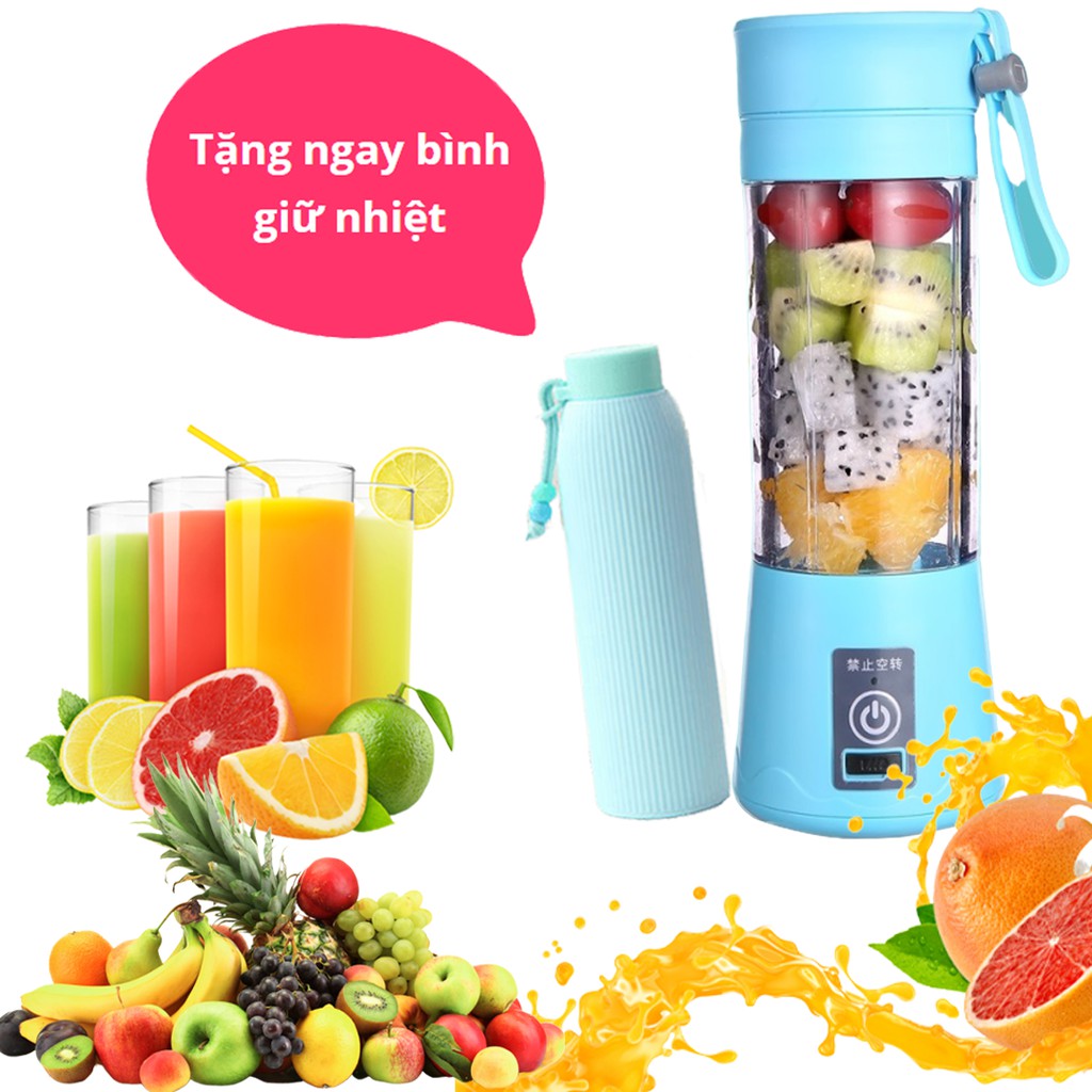 Máy Xay Cầm Tay Chạy Pin Siêu Mạnh - Tặng Kèm Bình Giữ Nhiệt