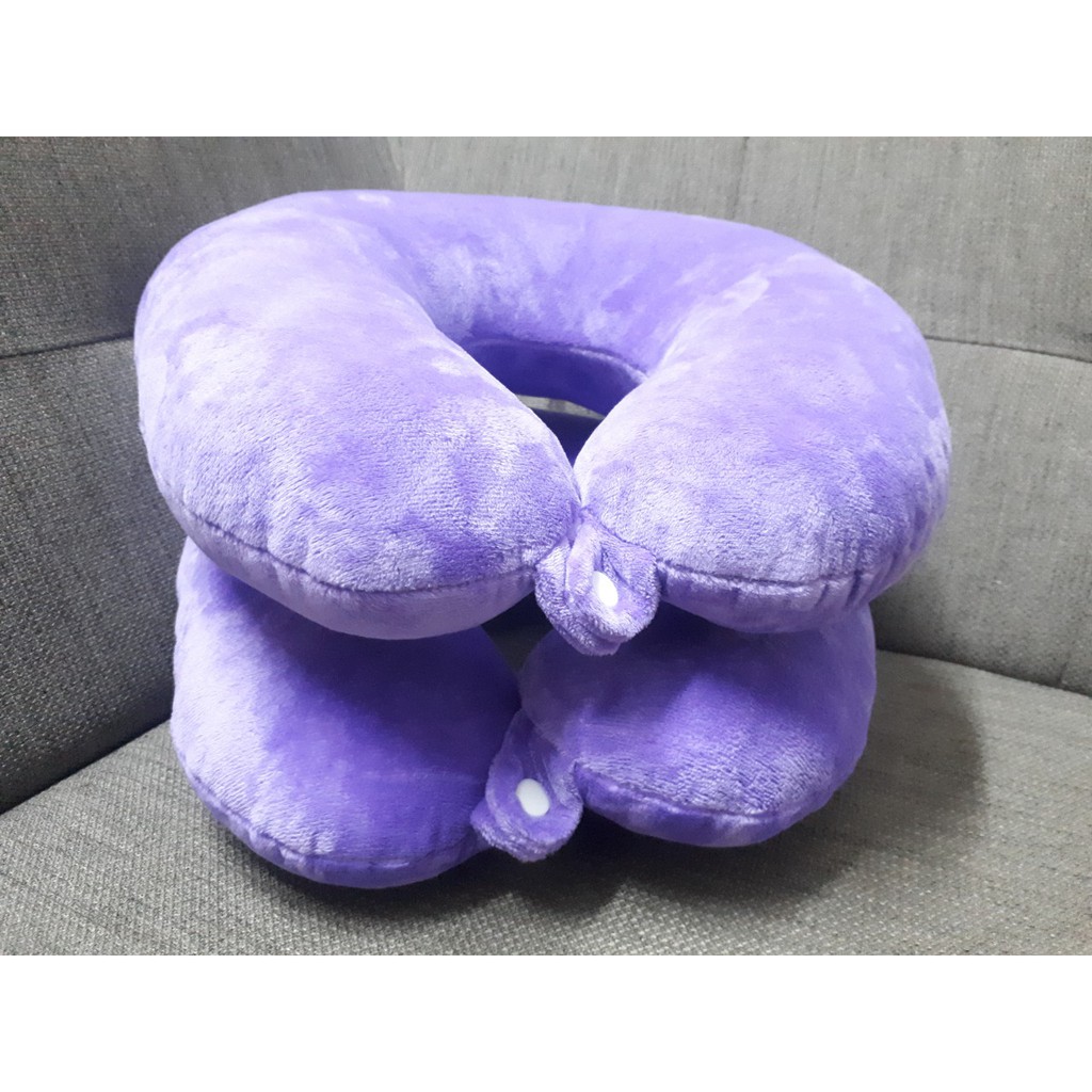 Bộ 2 Gối kê cổ chữ u có dây treo và nút cài - Màu tím