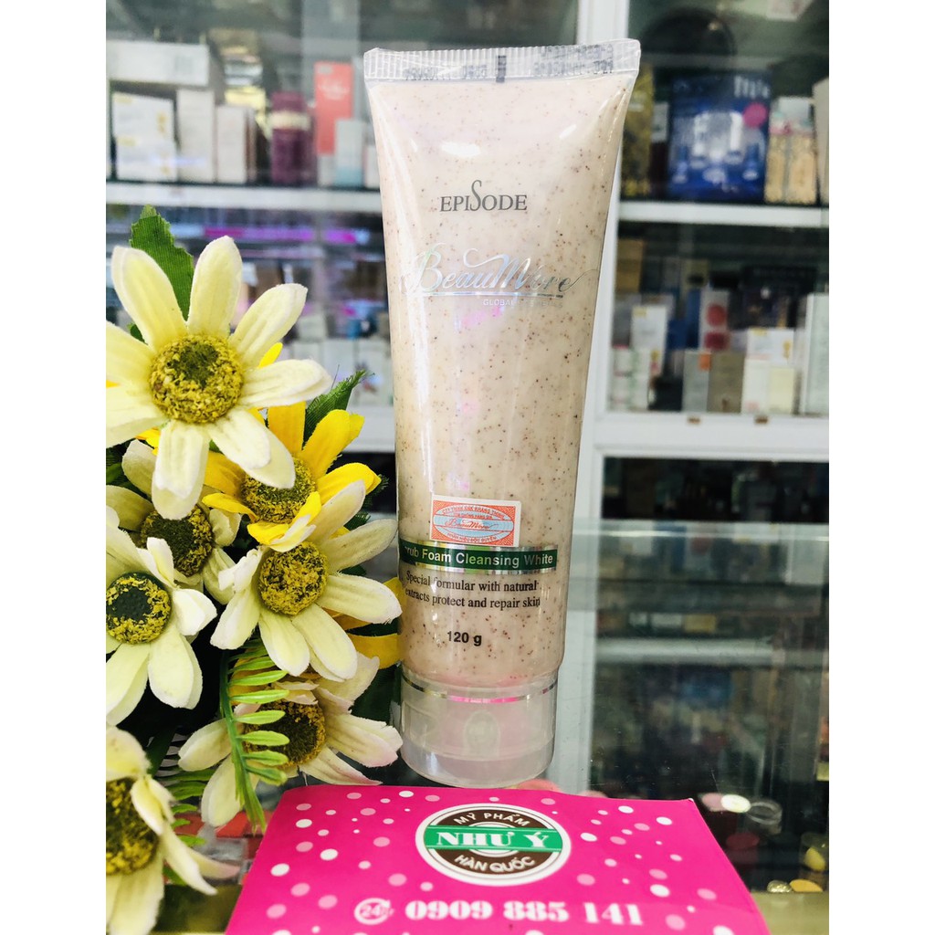 Sữa Rửa Mặt Hạt Mơ Beaumore Scrub Foam Cleansing White 120g