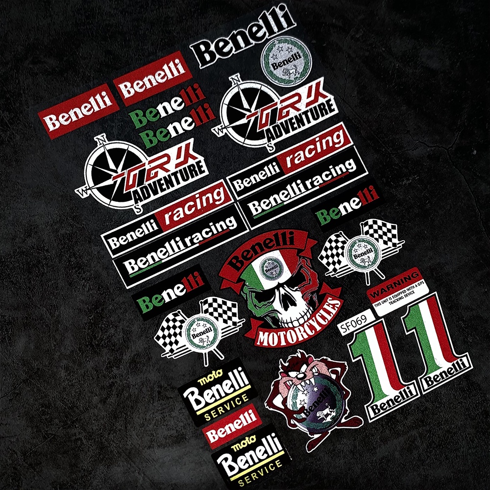 Bộ miếng dán logo Benelli trang trí xe hơi / xe máy màu laser phản quang