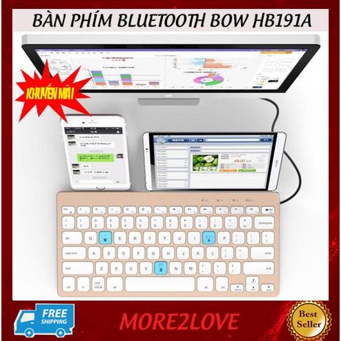 Bàn phím bluetooth BOW HB191A giá bình dân. Hỗ trợ kết nối 2 thiết bị trong 1, sử dụng dễ dàng, Bảo hành uy tín.