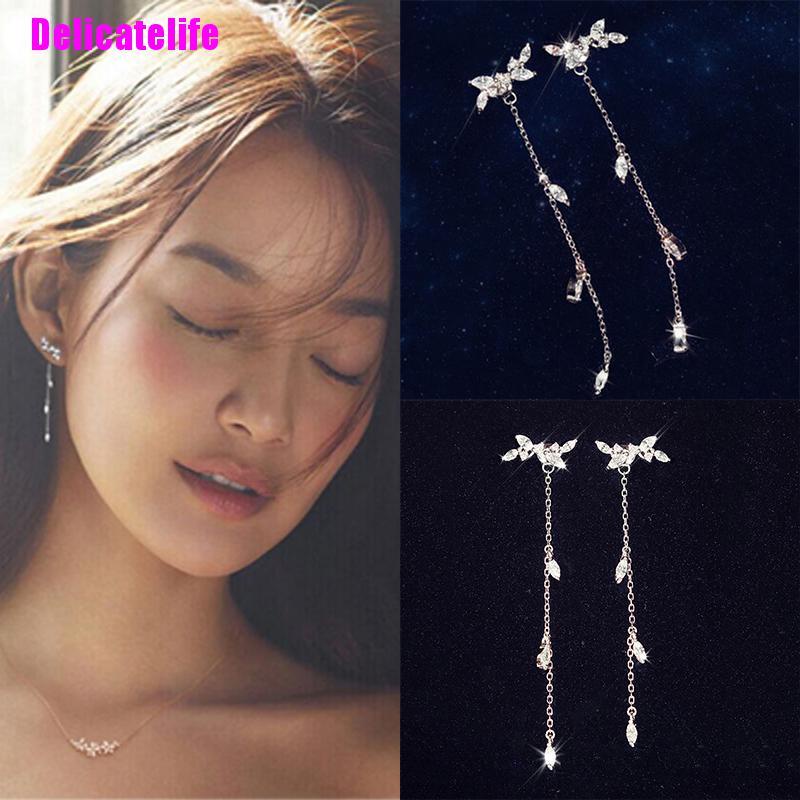 Bông tai dáng dài hình chiếc lá thời trang phong cách Hàn Quốc cho nữ