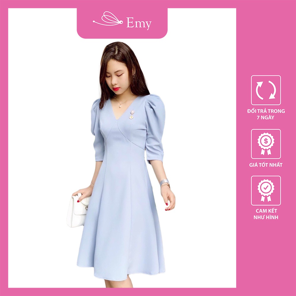 Đầm tay phồng đầm xòe công sở Thời Trang Emy 80072