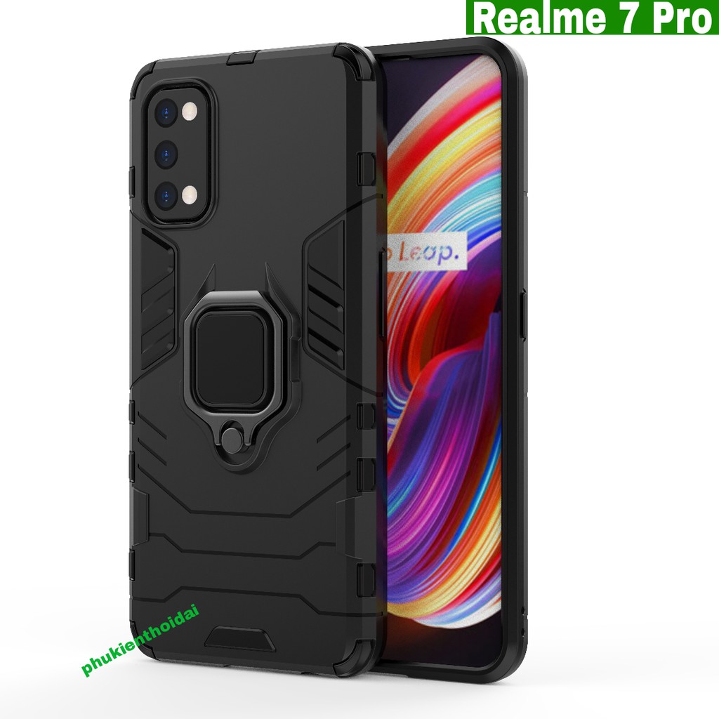Ốp lưng Oppo Realme 7 Pro Iron Man Iring chống sốc cao cấp giá đỡ xem phim
