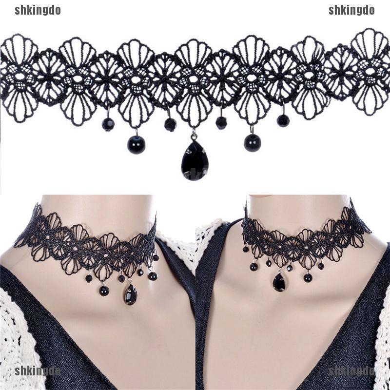 Vòng cổ choker ren hoa phong cách retro gothic sành điệu