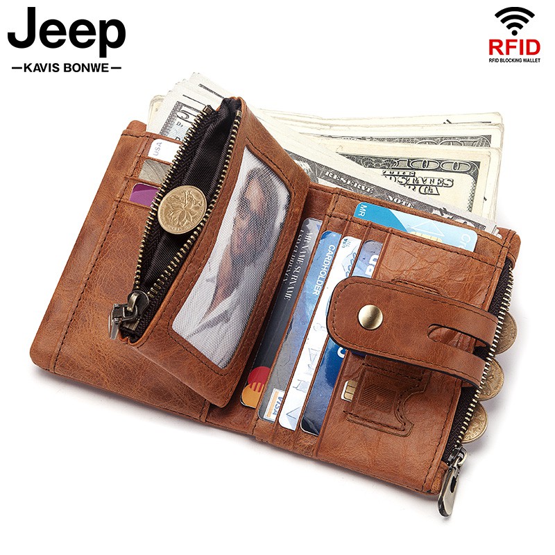 Ví da JEEP cho nam mini 100% phong cách vintage