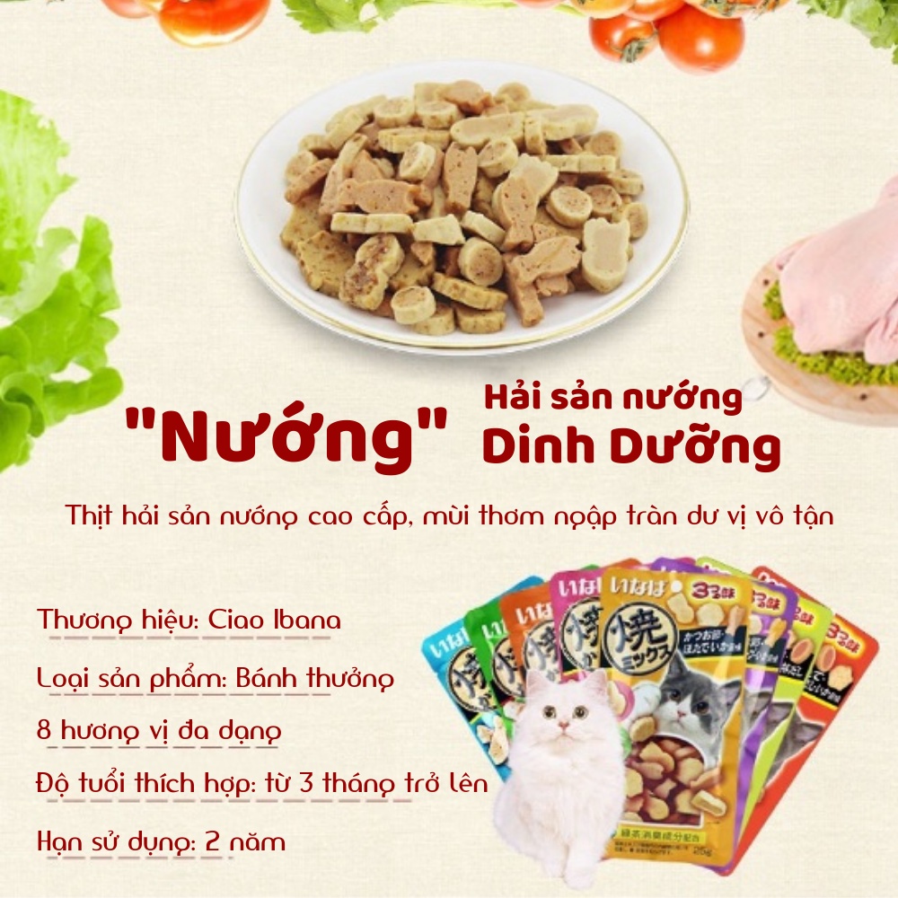 Bánh thưởng cho mèo Ciao Inaba thơm ngon đủ vị túi 30g - Bivido