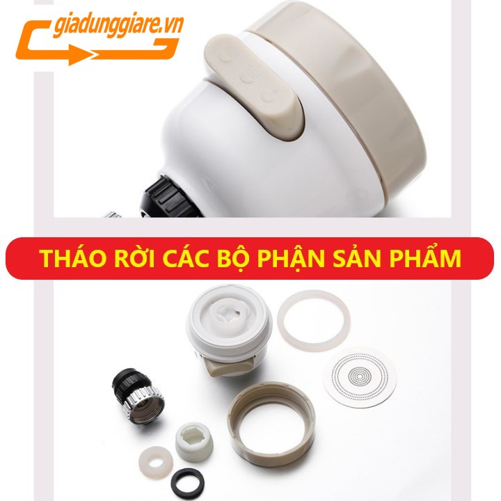 ĐẦU VÒI TĂNG ÁP 3 chế độ nước xoay 360 độ tăng áp lực nước lên 3 lần lắp vòi bồn rửa chén bát tiện lợi - giadunggiare.vn