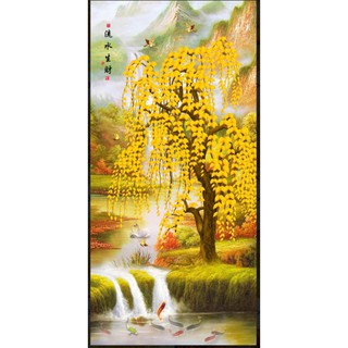 tranh dán tường bàn thờ cây kim tiền 3D KT 120x80cm
