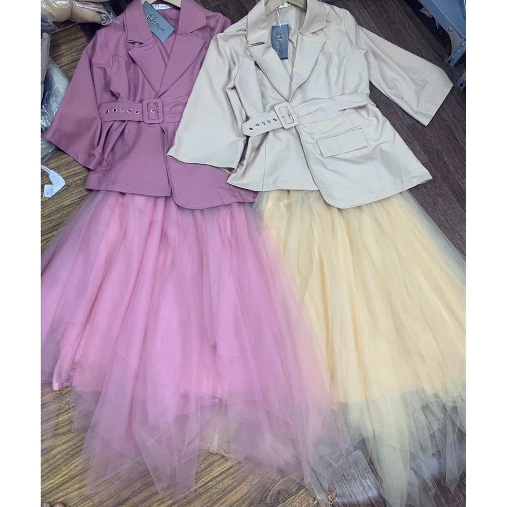 Set áo vest kết hợp chân váy ren xoè nhiều tầng cá tính Blings You Clothes