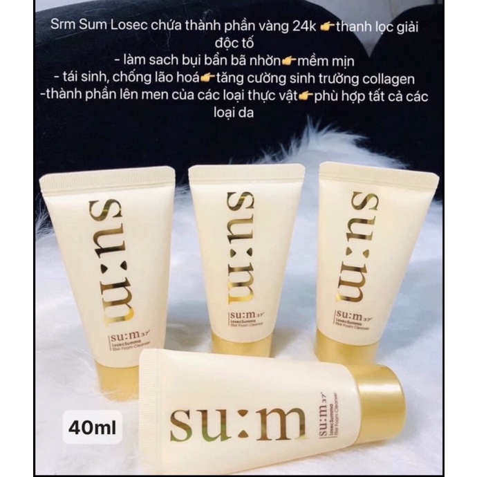 1 sữa rửa mặt su:m losec summa 40ml, sữa rửa mặt sum vàng 40ml se nhỏ lỗ chân lông tái sinh da