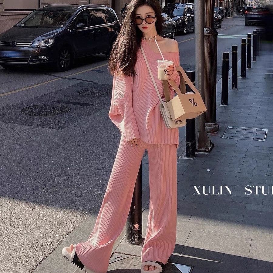 Áo Sweater Dệt Kim Dáng Rộng Phong Cách Đường Phố Thời Trang Mùa Thu