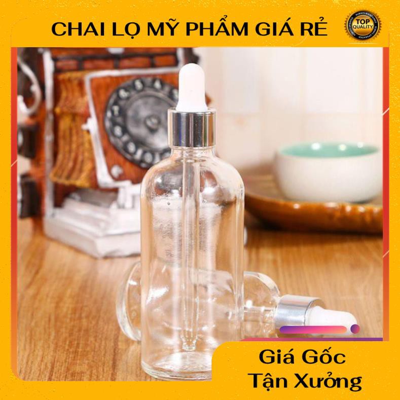 Lọ Chiết Serum ❤ RẺ VÔ ĐỊCH ❤ Lọ đựng tinh dầu 100ml bóp giọt Khoen Bạc , lọ chiết serum , phụ kiện du lịch