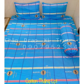 BỘ DRAP 4 MÓN VẢI COTTON THẮNG LỢI CHUẨN LOGO CTY 100% (Size M6x2M) chat chọn mẫu